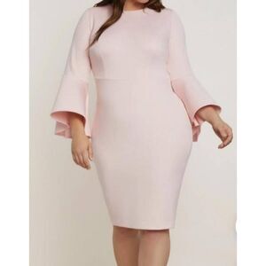 Eloquii Pink scuba dress flare sleeves, size 18  New with tags.